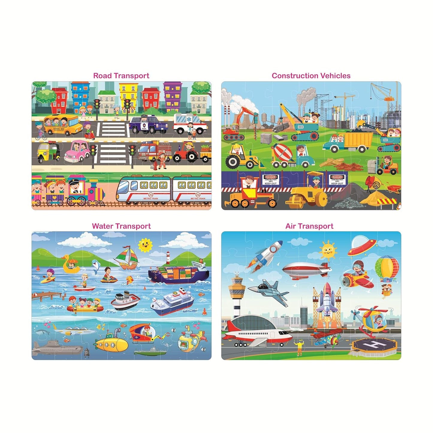 4 in 1 Transport Vehicles Jigsaw Puzzle